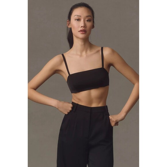 By Anthropologie NWT Gathered Elastic Back Adjustable Straps Satin Micro Bra L - Picture 1 of 8